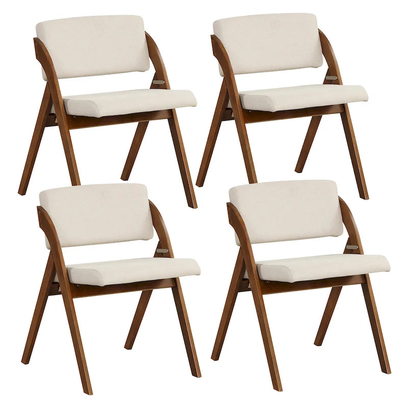 Lot de 4 chaises de salle à manger pliantes avec sièges rembourrés et pieds en bois d'hévéa