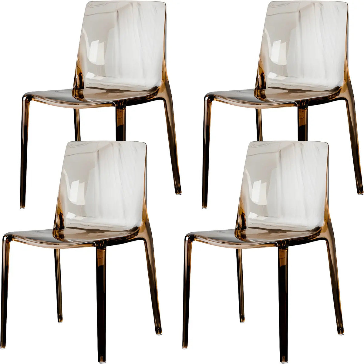 Chaise de salle à manger sans accoudoirs à dossier bas en acrylique ambre