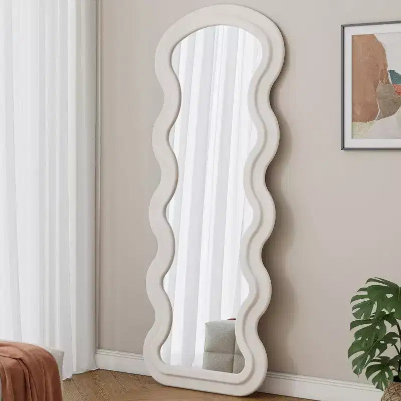 Miroir sur pied moderne, Miroir de courtoisie en flanelle avec cadre en bois