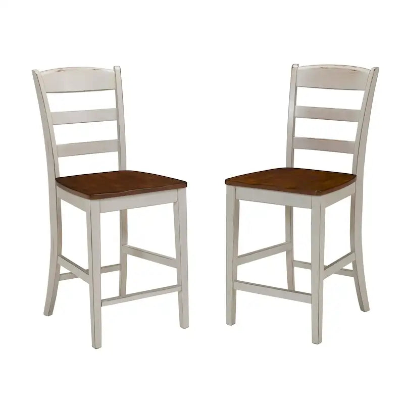 Ensemble îlot de cuisine 3 pièces Homestyles Monarch en bois blanc cassé avec plateau en bois à abattant - 48 x 25 x 36