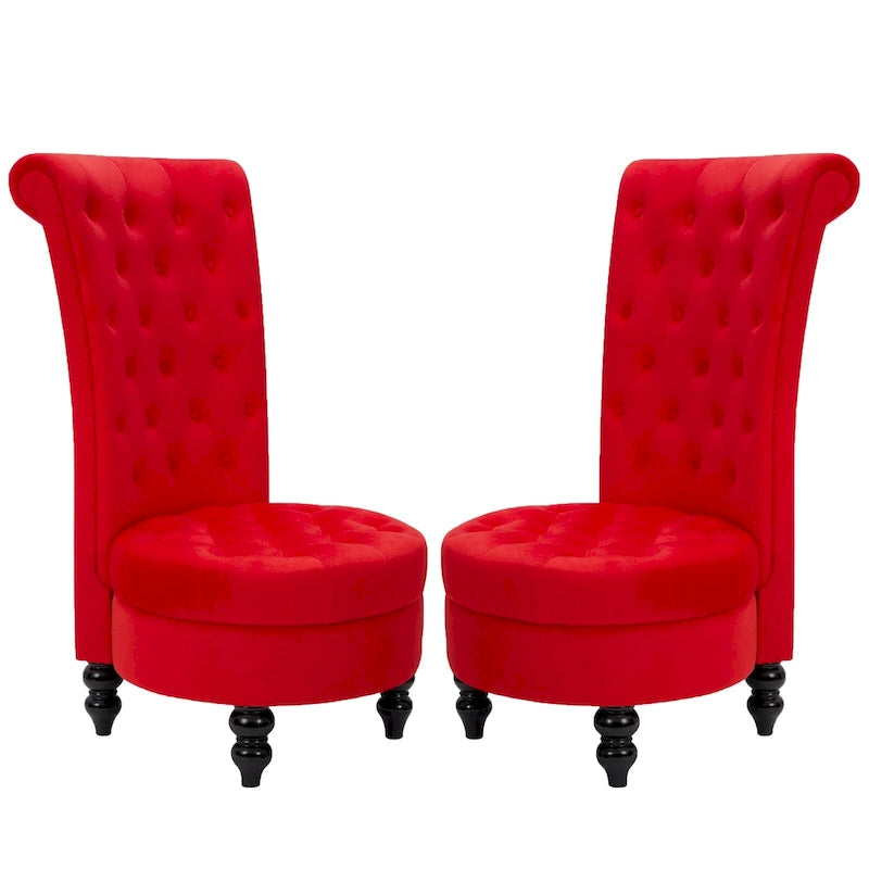 AVAWING Lot de 2 chaises de trône royales rembourrées et pieds en bois d'hévéa