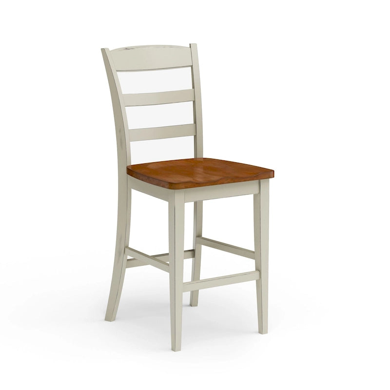 Ensemble îlot de cuisine 3 pièces Homestyles Monarch en bois blanc cassé avec plateau en bois à abattant - 48 x 25 x 36