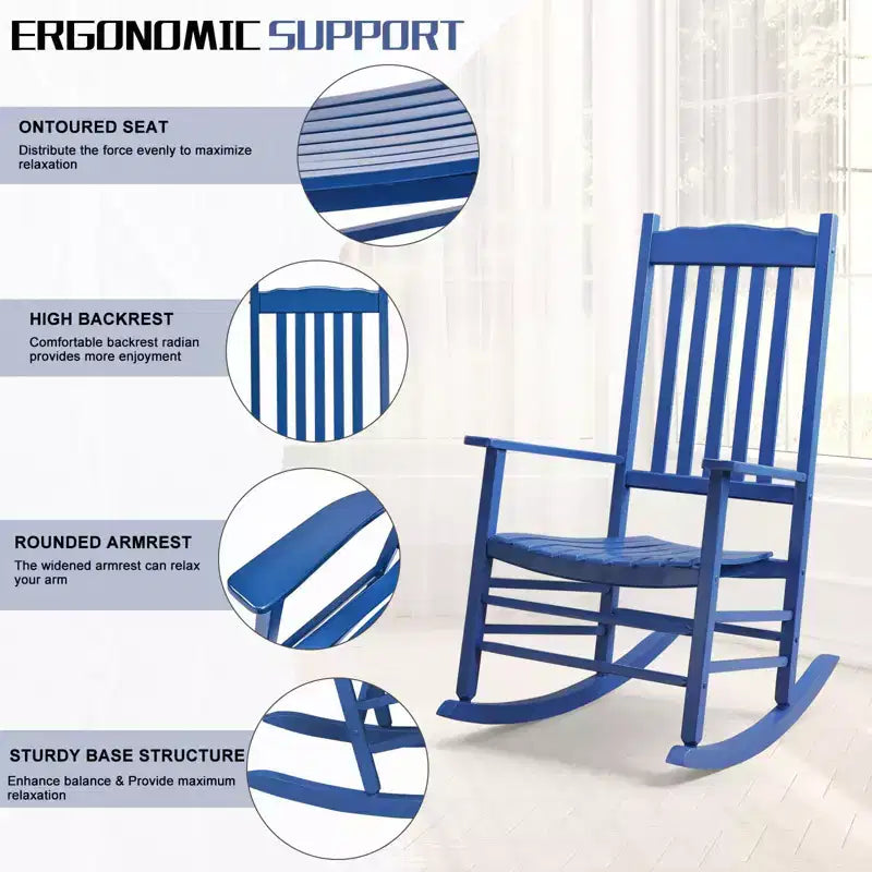 Karl Home | Fauteuil à bascule de patio en bois massif de 24 pouces