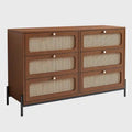 Commode à 6 tiroirs en bois de rotin cannage moderne