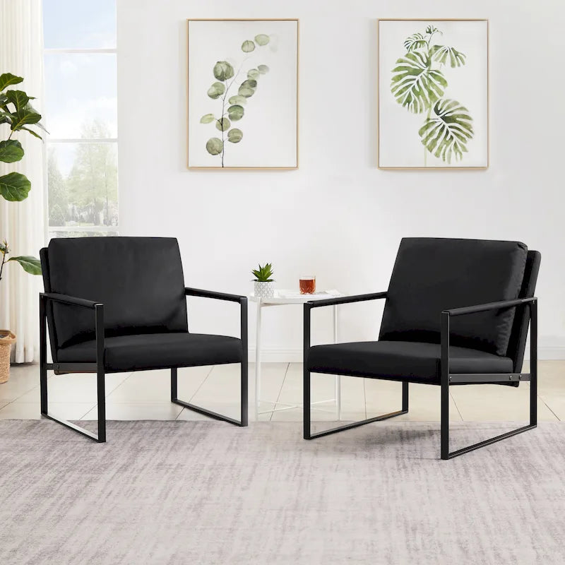 Fauteuil d'appoint moderne en similicuir avec dossier capitonné et pieds en métal