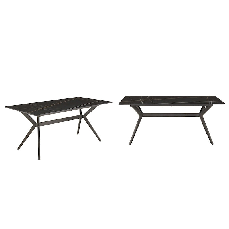 Table à manger 70 Iron Grey à piètement métallique pour 4 à 6 personnes