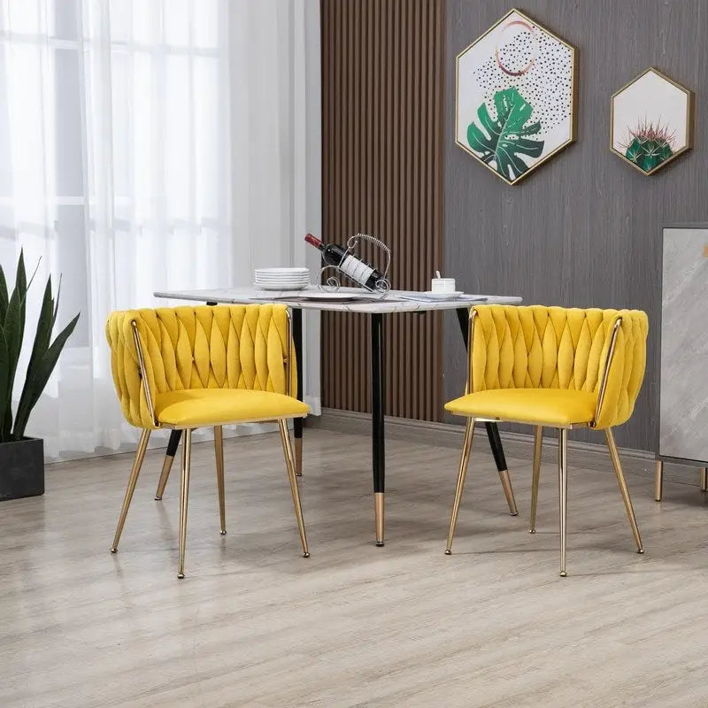 Lot de 2 chaises de salle à manger Modern Glam en velours avec cadre en métal doré