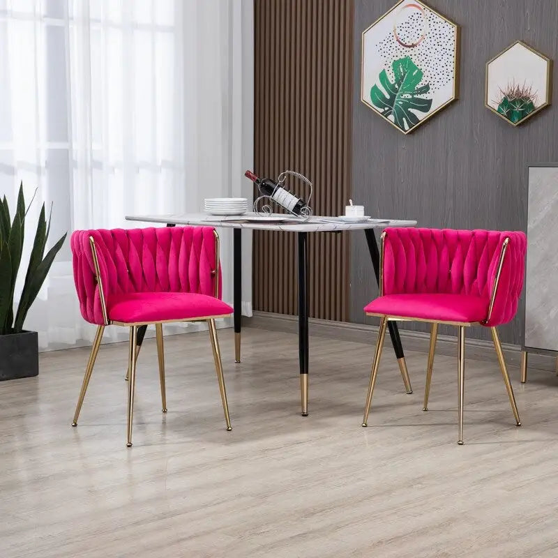 Lot de 2 chaises de salle à manger Modern Glam en velours avec cadre en métal doré