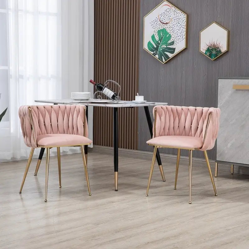 Lot de 2 chaises de salle à manger Modern Glam en velours avec cadre en métal doré