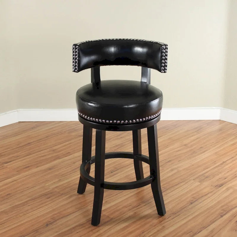 Tabouret de comptoir pivotant en bois, revêtement en similicuir