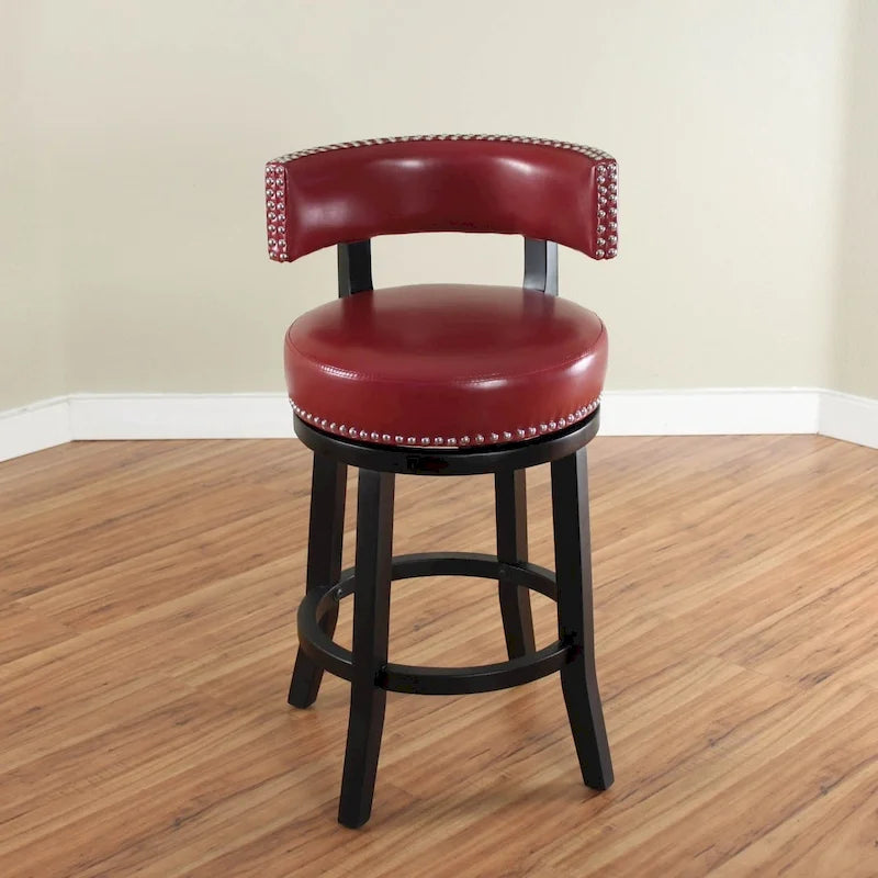 Tabouret de comptoir pivotant en bois, revêtement en similicuir