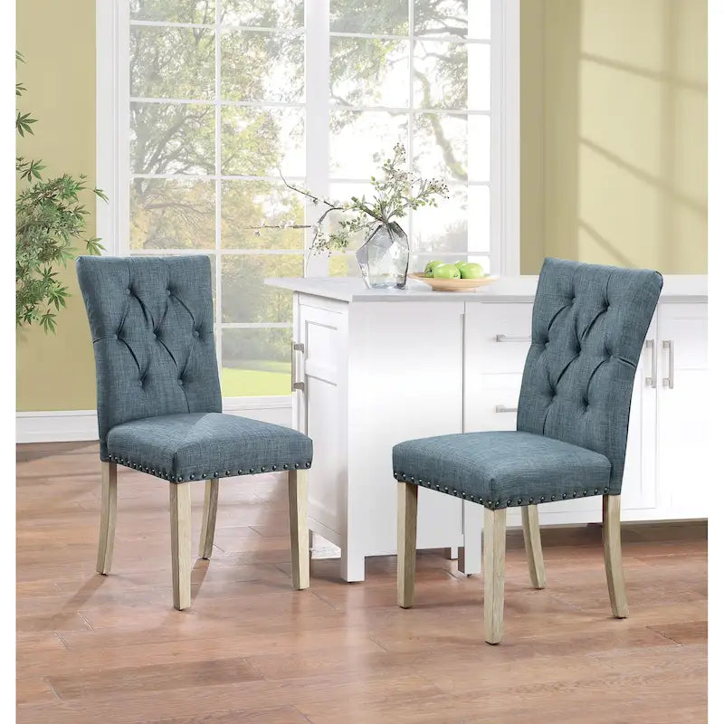 Chaise de salle à manger capitonnée style ferme - Lot de 2