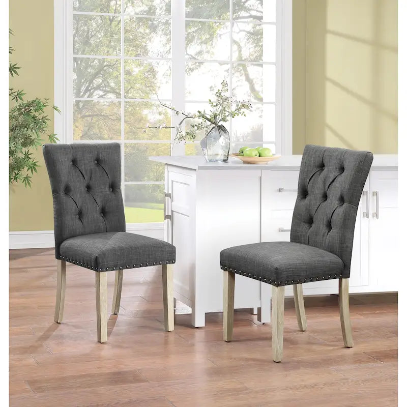 Chaise de salle à manger capitonnée style ferme - Lot de 2
