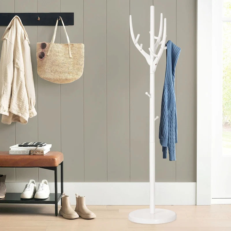Porte-manteau sur pied en forme de branche d'arbre avec 12 crochets et hauteur réglable