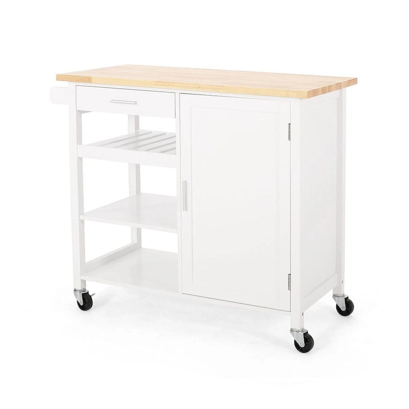 Dessertes de cuisine modernes en bois avec roulettes, tiroir et armoire