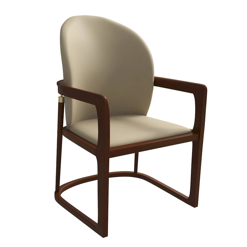 Chaise de salle à manger moderne en similicuir PU rembourrée avec pieds en hévéa