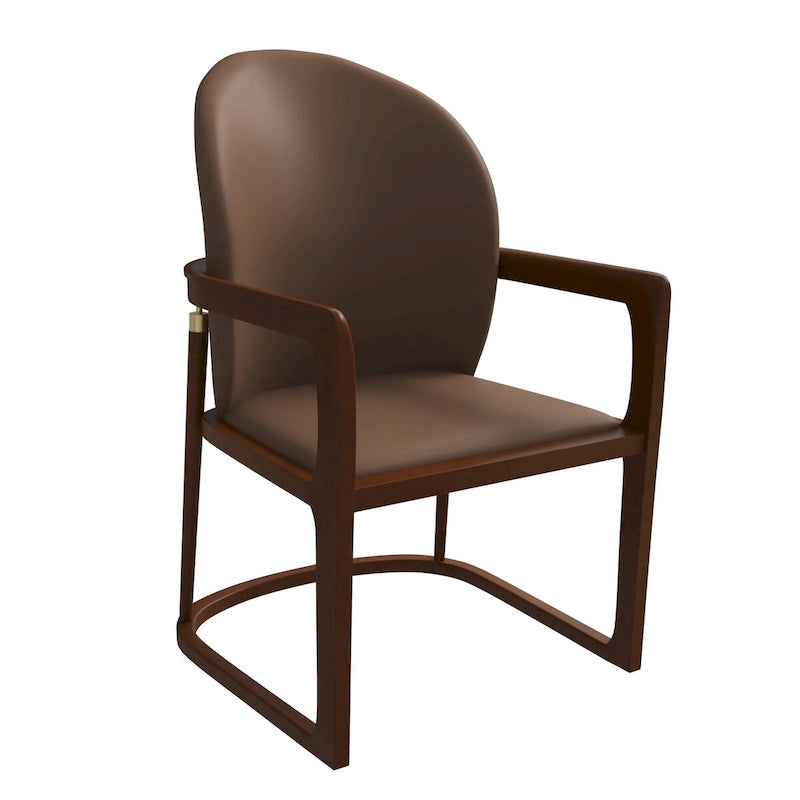 Chaise de salle à manger moderne en similicuir PU rembourrée avec pieds en hévéa