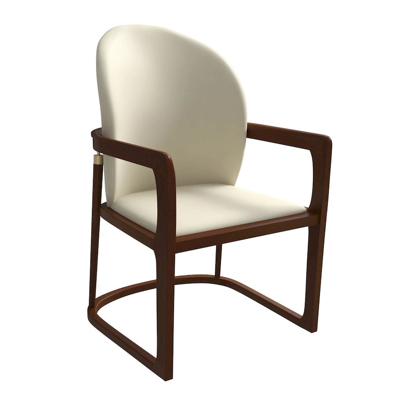 Chaise de salle à manger moderne en similicuir PU rembourrée avec pieds en hévéa