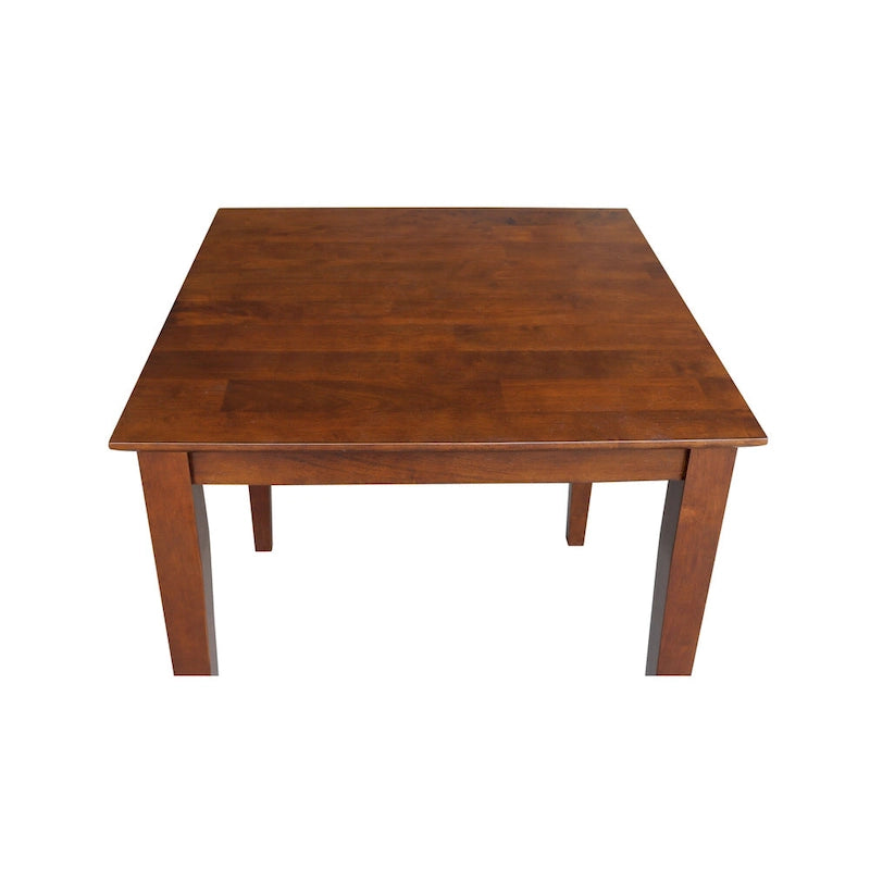 Table de salle à manger en bois massif finition espresso avec pieds carrés de style Shaker