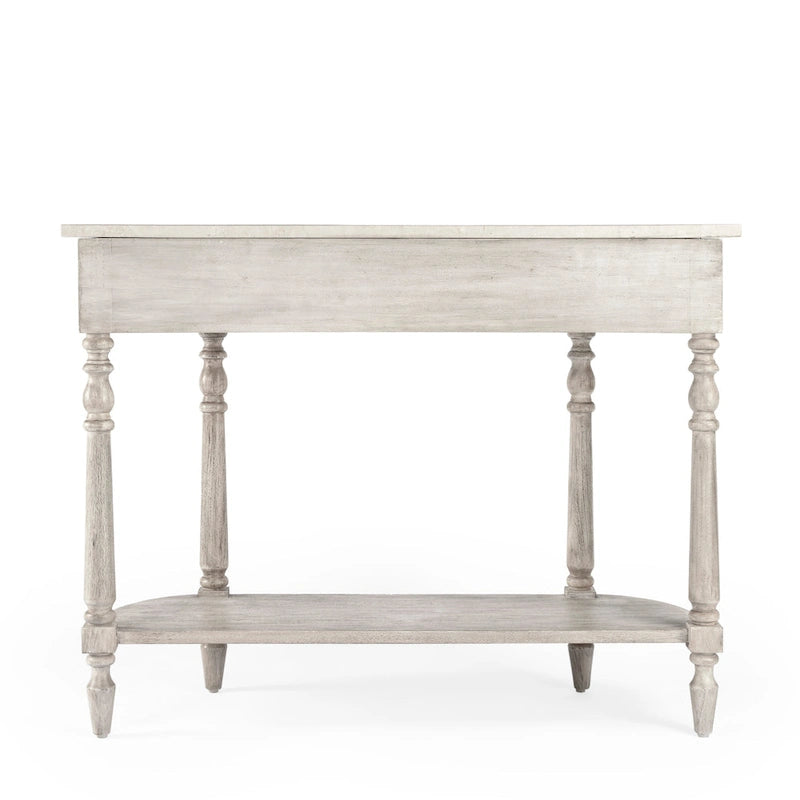 Table console avec plateau en marbre – Brun clair / Gris / Noir délavé, demi-lune, montage par une personne