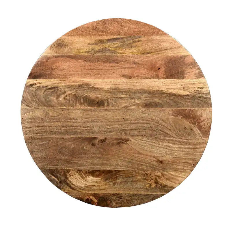 Table Basse Arthur En Bois De Mangue, Forme Ronde, Marron Foncé
