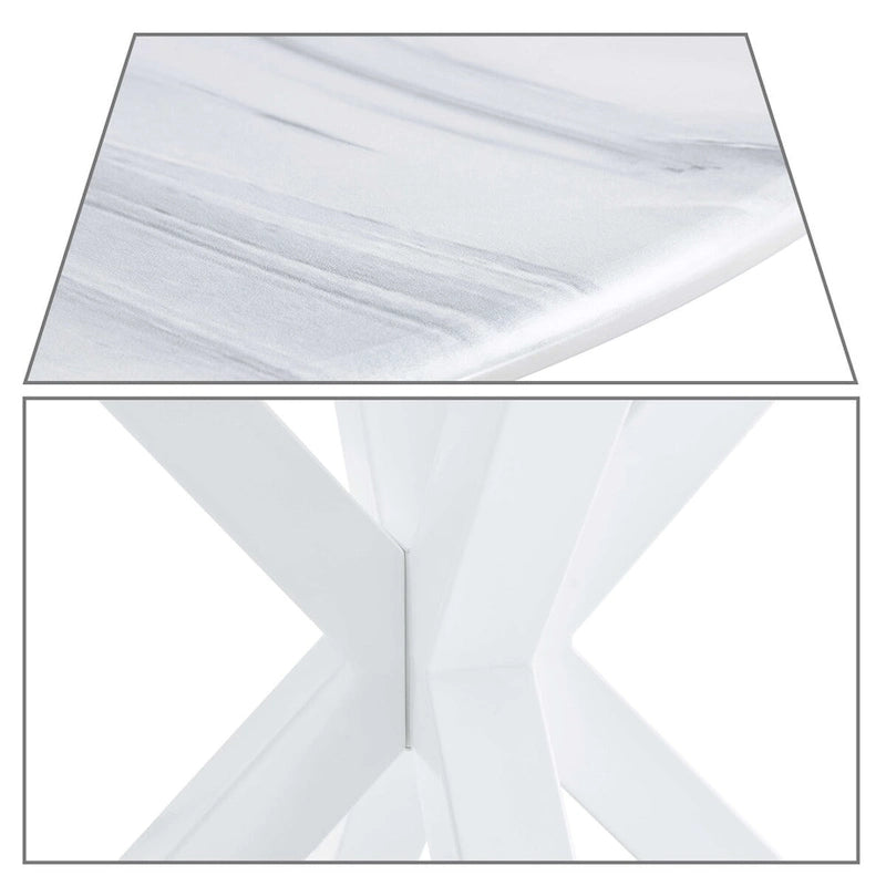 Table de salle à manger ronde minimaliste moderne avec plateau en MDF et pieds en métal