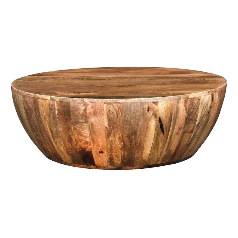 Table Basse Arthur En Bois De Mangue, Forme Ronde, Marron Foncé