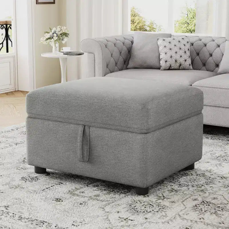 Pouf de rangement mobile 26,6 po